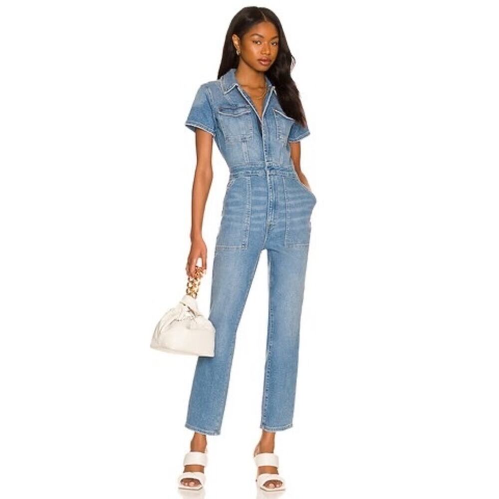 Good American Fit For Success Jumpsuit Blue274 Size 2 High Rise